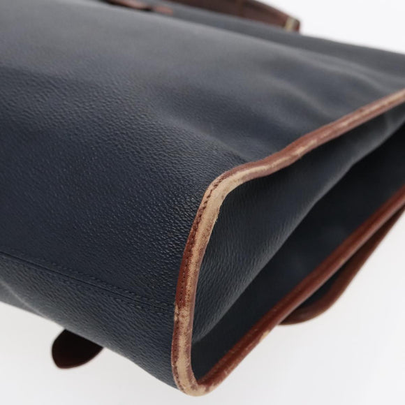 Burberrys Business Bag Leather Navy Brown Auth ti2166