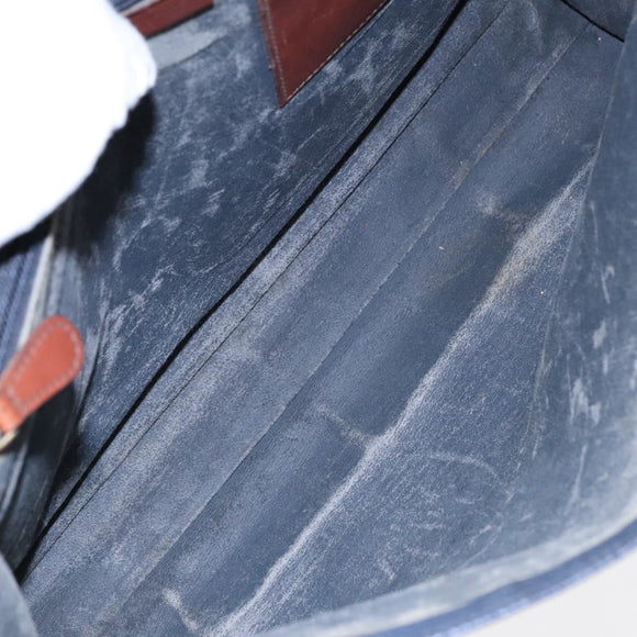 Burberrys Business Bag Leather Navy Brown Auth ti2166