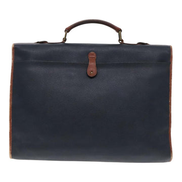 Burberrys Business Bag Leather Navy Brown Auth ti2166 - 0