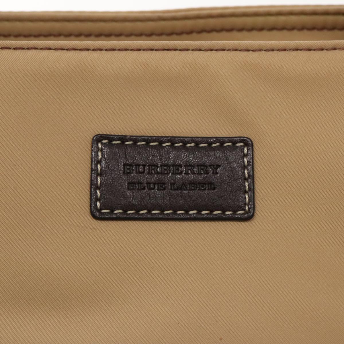 BURBERRY Blue Label Tote Bag Nylon Leather Beige Brown Gold Auth ti2170