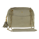 BALLY Chain Shoulder Bag Leather White Gold Auth ti2171-1