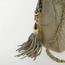 BALLY Chain Shoulder Bag Leather White Gold Auth ti2171-10