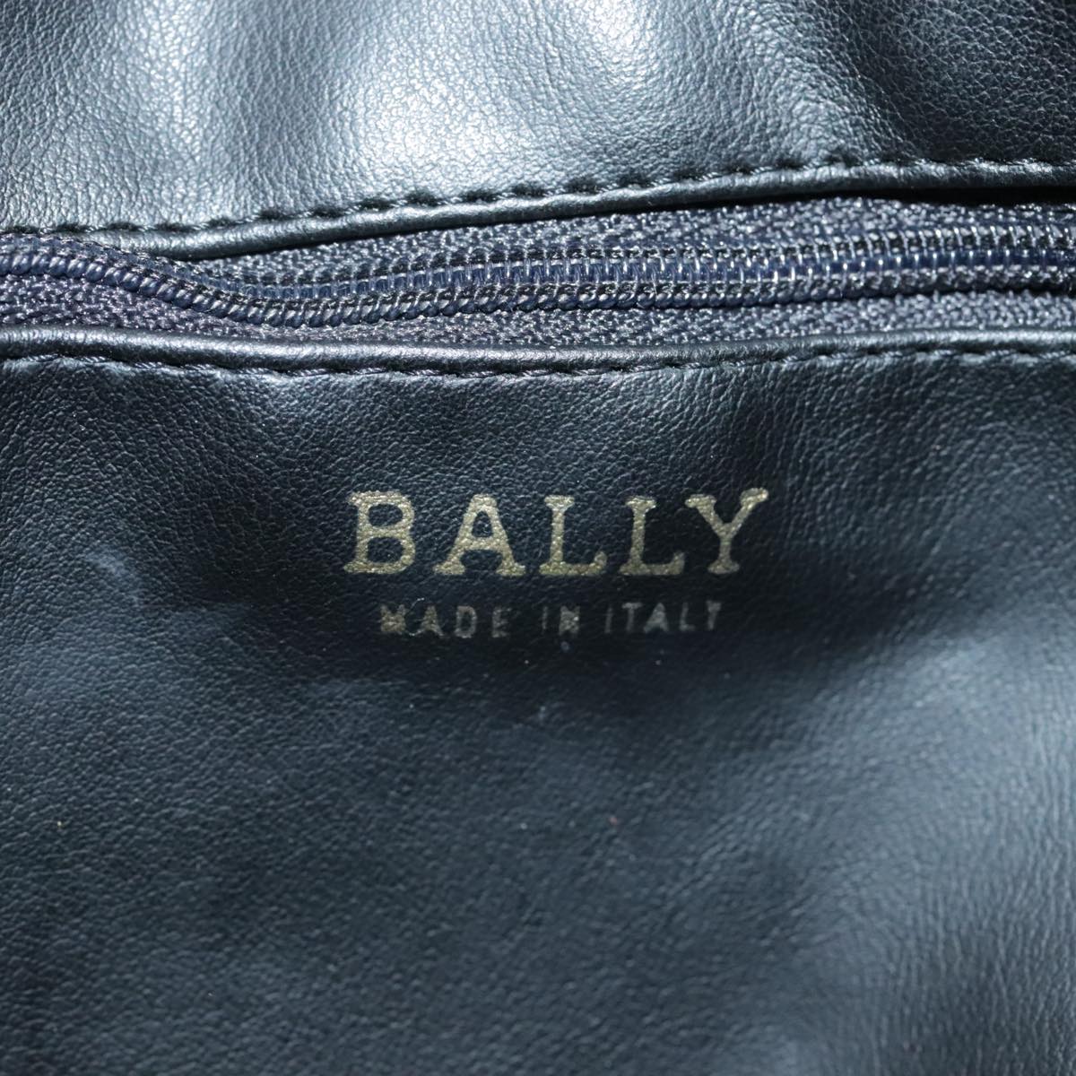 BALLY Chain Shoulder Bag Leather White Gold Auth ti2171