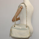BALLY Chain Shoulder Bag Leather White Gold Auth ti2171-22