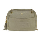 BALLY Chain Shoulder Bag Leather White Gold Auth ti2171-13