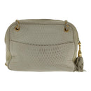 BALLY Chain Shoulder Bag Leather White Gold Auth ti2171-2