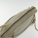 BALLY Chain Shoulder Bag Leather White Gold Auth ti2171-6