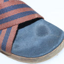 HERMES Sandals Canvas Navy Brown Auth ti2173-10