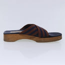 HERMES Sandals Canvas Navy Brown Auth ti2173-14