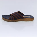HERMES Sandals Canvas Navy Brown Auth ti2173-15