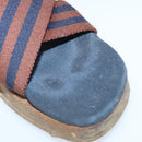 HERMES Sandals Canvas Navy Brown Auth ti2173-20
