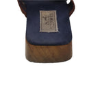 HERMES Sandals Canvas Navy Brown Auth ti2173-3