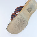 HERMES Sandals Canvas Navy Brown Auth ti2173-6