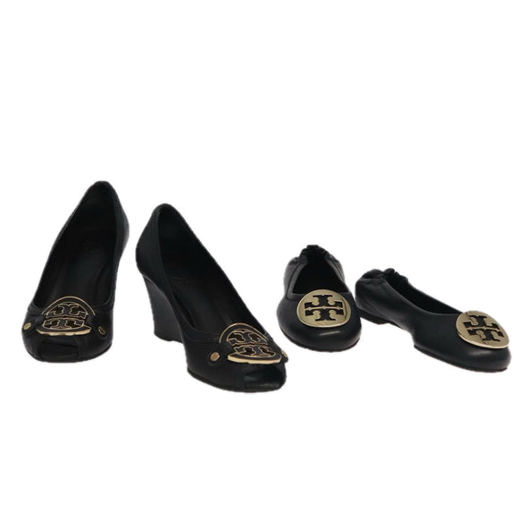 TORY BURCH Pumps Leather 2 Set Black Auth ti2175