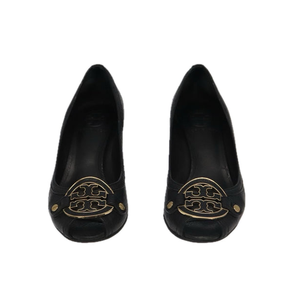 TORY BURCH Pumps Leather 2 Set Black Auth ti2175