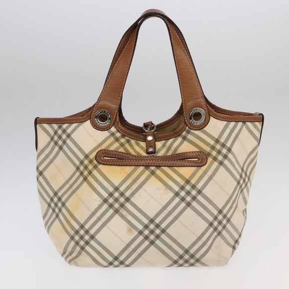 BURBERRY Nova Check Blue Label Tote Bag Canvas 3 Set Beige Black Auth ti2176