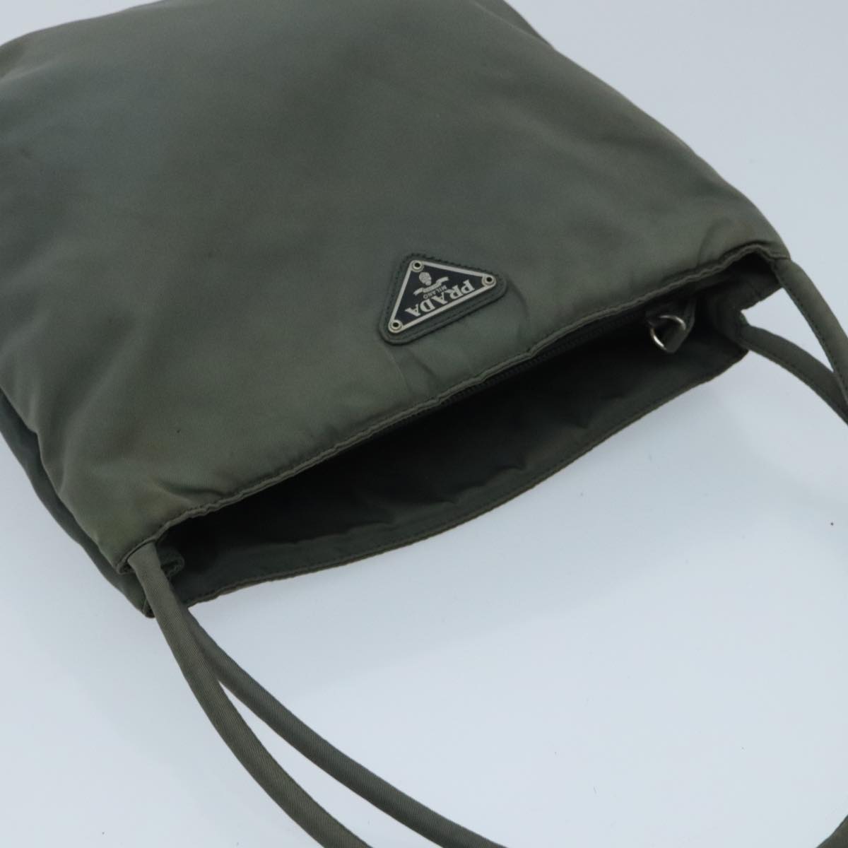 PRADA Hand Bag Nylon Khaki Auth ti2184