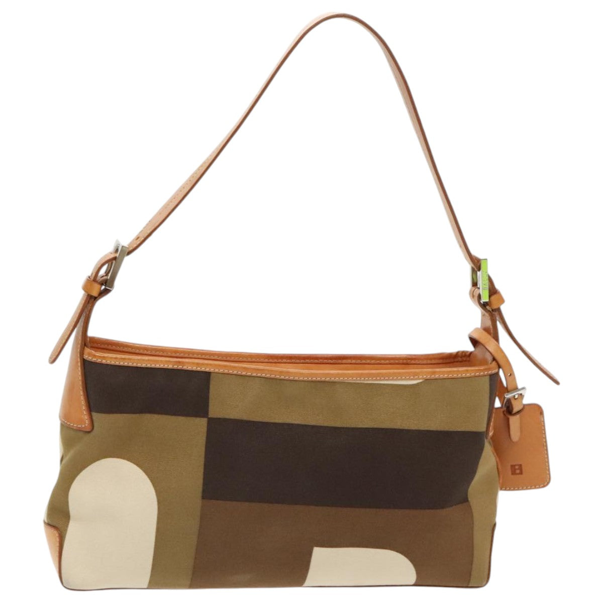 BALLY Shoulder Bag Canvas Leather Khaki Brown Auth ti2192