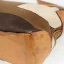 BALLY Shoulder Bag Canvas Leather Khaki Brown Auth ti2192-16