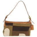 BALLY Shoulder Bag Canvas Leather Khaki Brown Auth ti2192-1