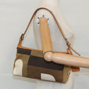 BALLY Shoulder Bag Canvas Leather Khaki Brown Auth ti2192-21