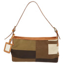 BALLY Shoulder Bag Canvas Leather Khaki Brown Auth ti2192-2