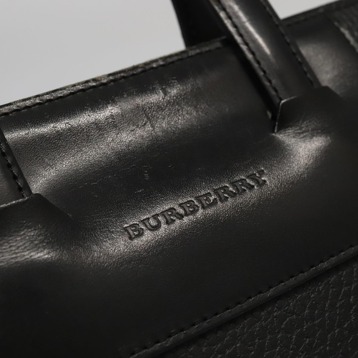 BURBERRY Business Bag Leather Black Auth ti2196