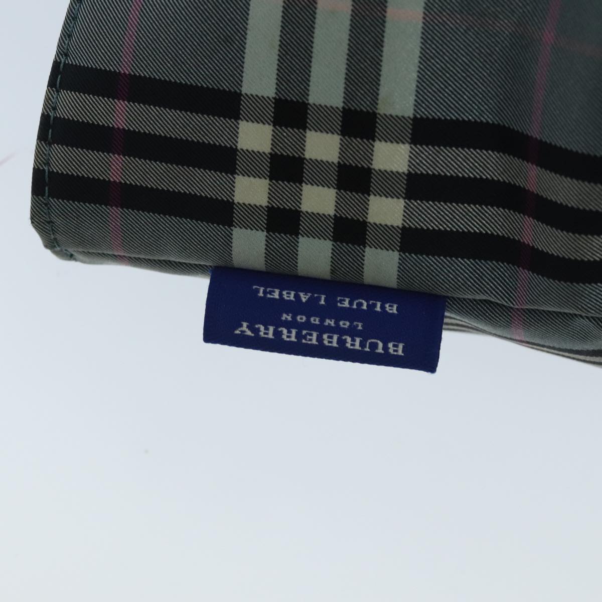 BURBERRY Nova Check Blue Label Hand Bag Nylon Blue Auth ti2198