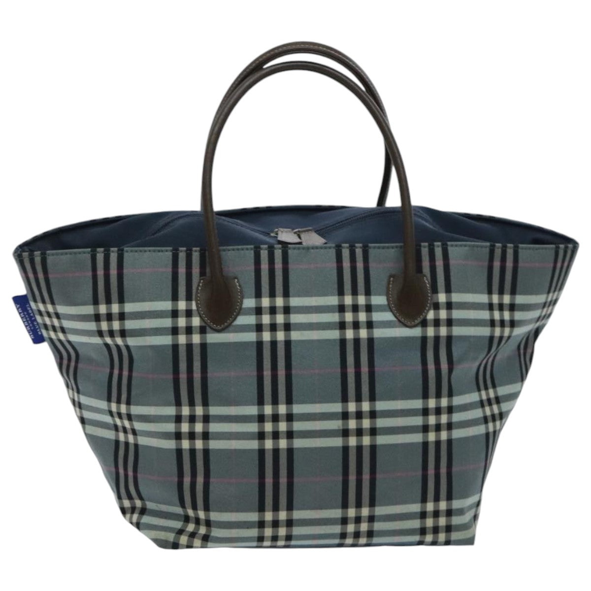 BURBERRY Nova Check Blue Label Hand Bag Nylon Blue Auth ti2198 - 0