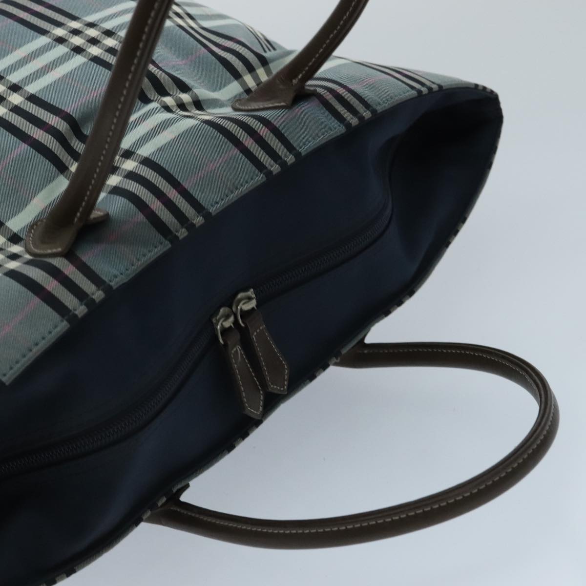 BURBERRY Nova Check Blue Label Hand Bag Nylon Blue Auth ti2198