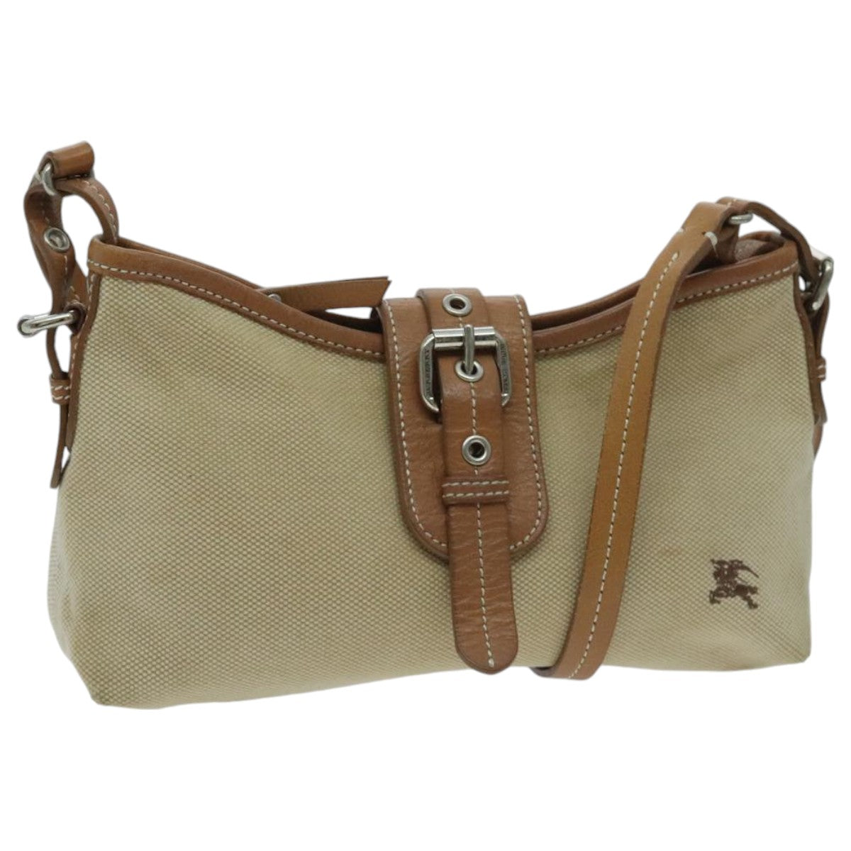 BURBERRY Blue Label Shoulder Bag Canvas Beige Auth ti2202