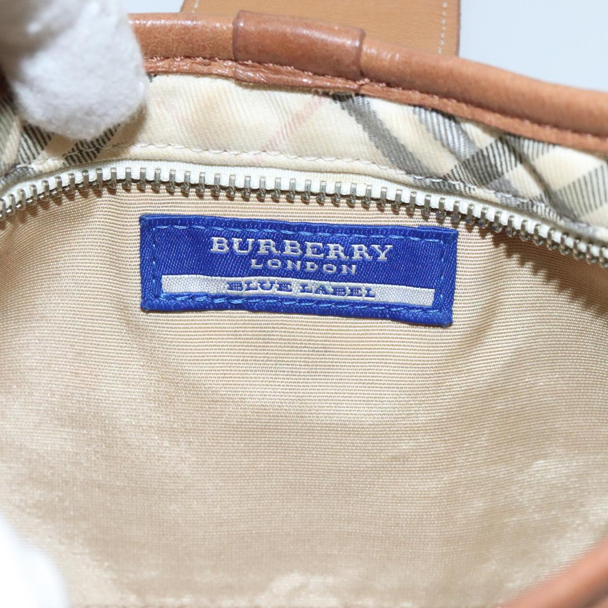 BURBERRY Blue Label Shoulder Bag Canvas Beige Auth ti2202