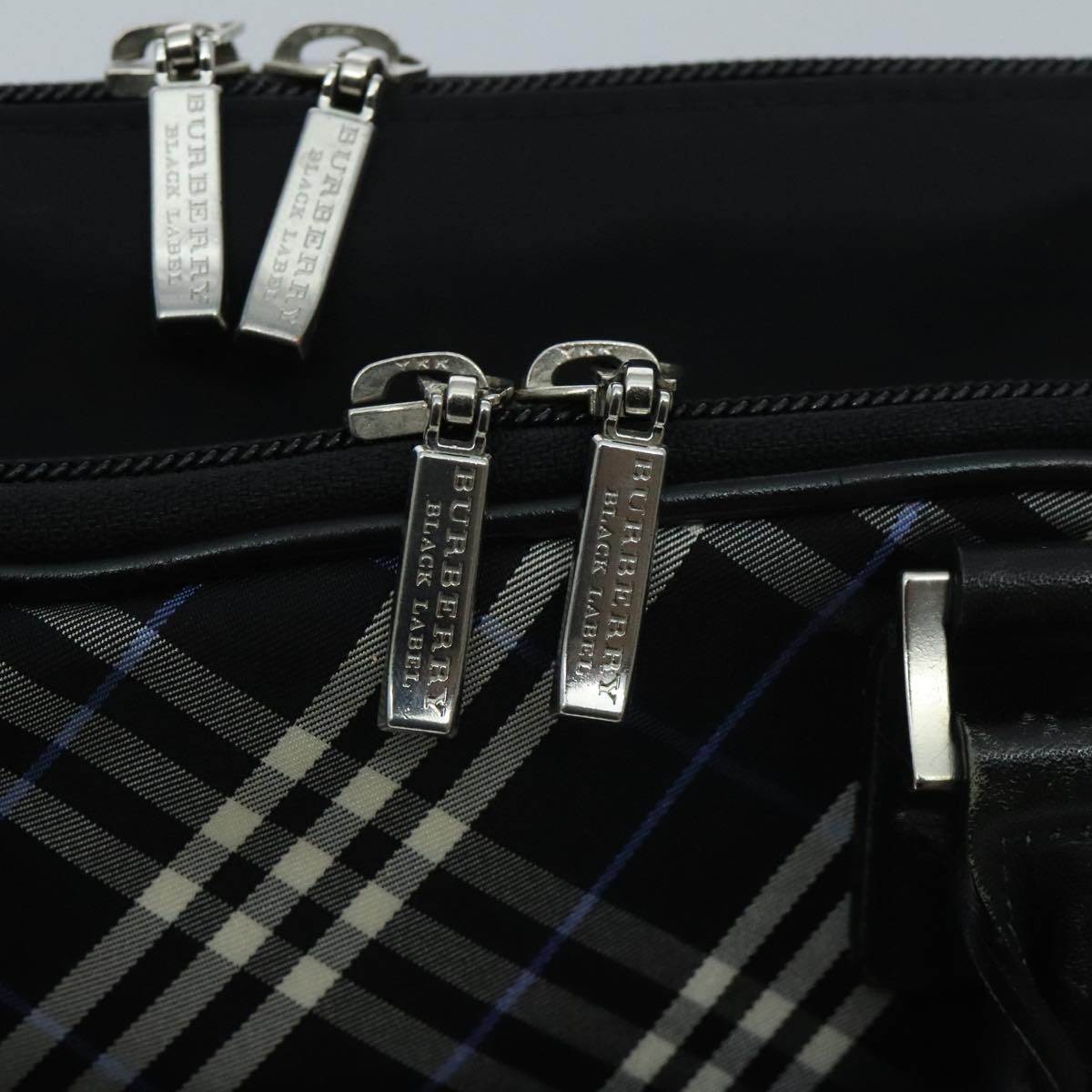 BURBERRY Nova Check Black label Business Bag Nylon Black Blue Auth ti2205