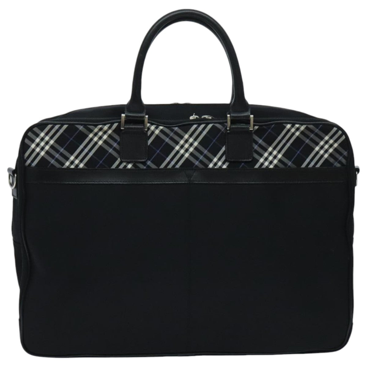 BURBERRY Nova Check Black label Business Bag Nylon Black Blue Auth ti2205