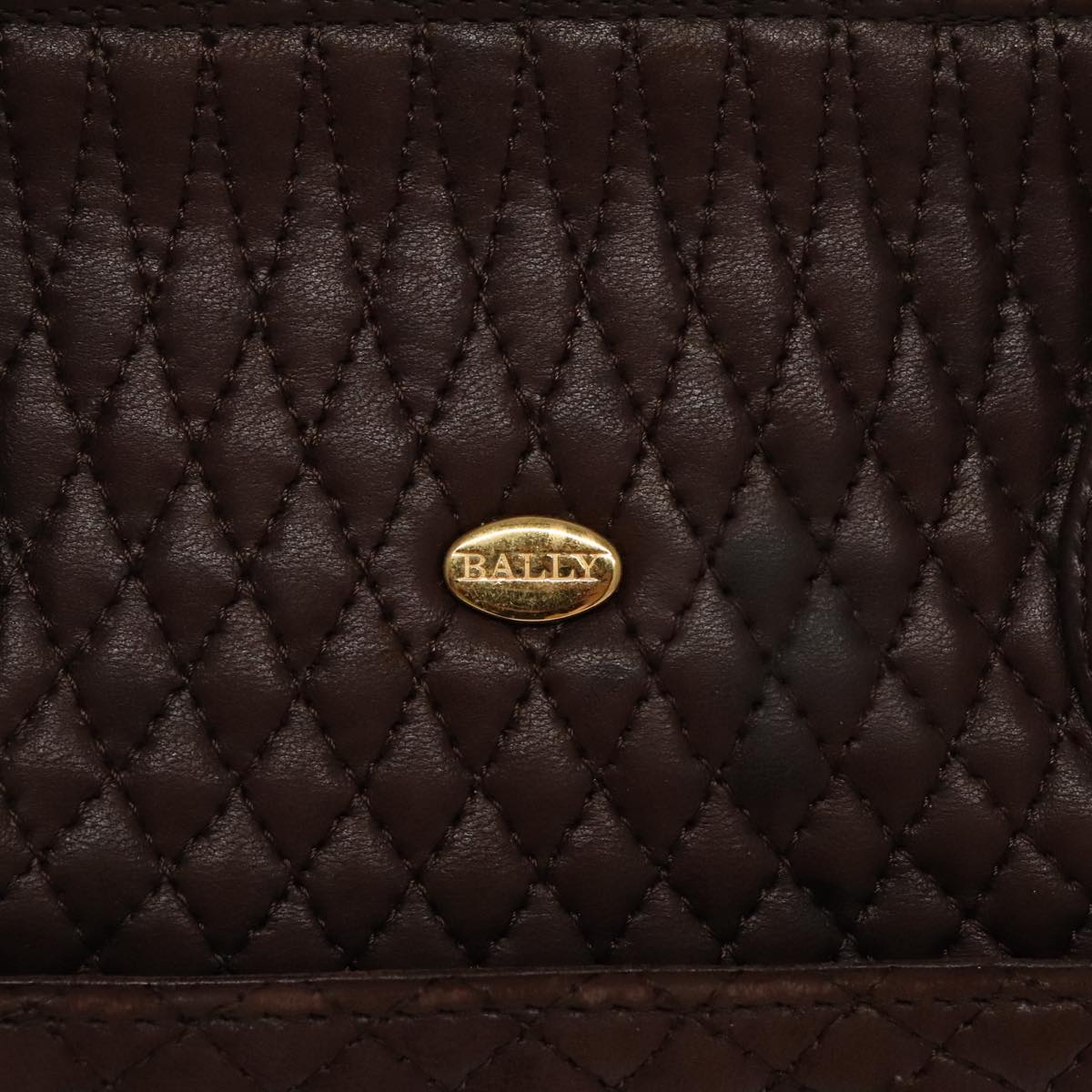 BALLY Hand Bag Leather Brown Gold Auth ti2208