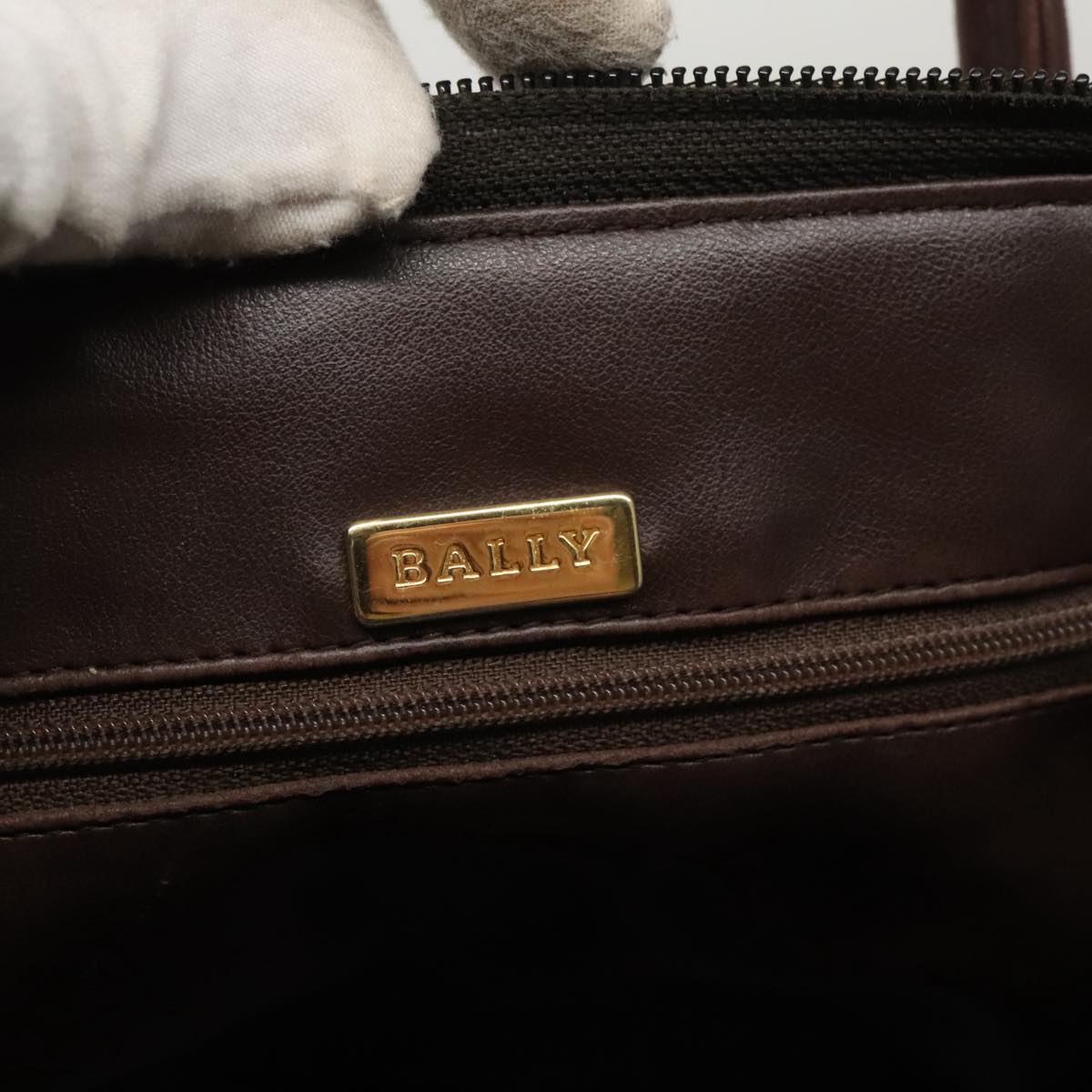 BALLY Hand Bag Leather Brown Gold Auth ti2208