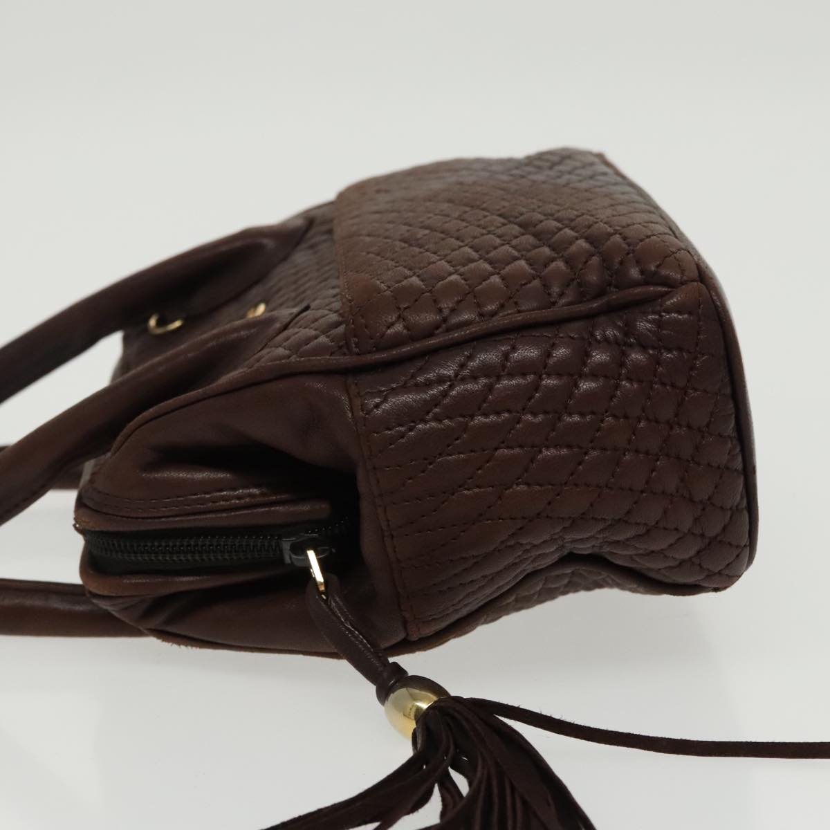 BALLY Hand Bag Leather Brown Gold Auth ti2208