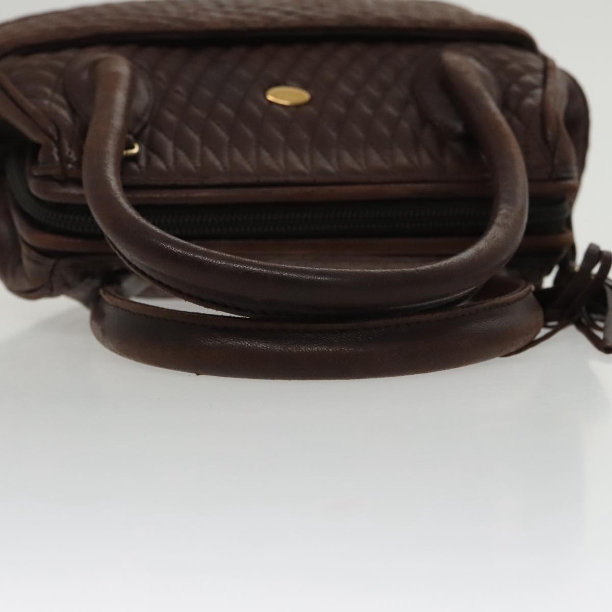 BALLY Hand Bag Leather Brown Gold Auth ti2208