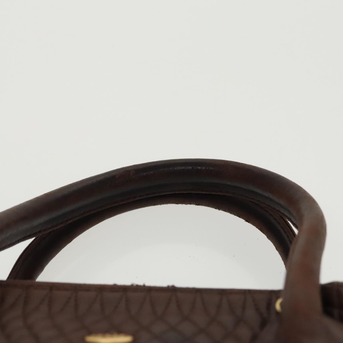 BALLY Hand Bag Leather Brown Gold Auth ti2208