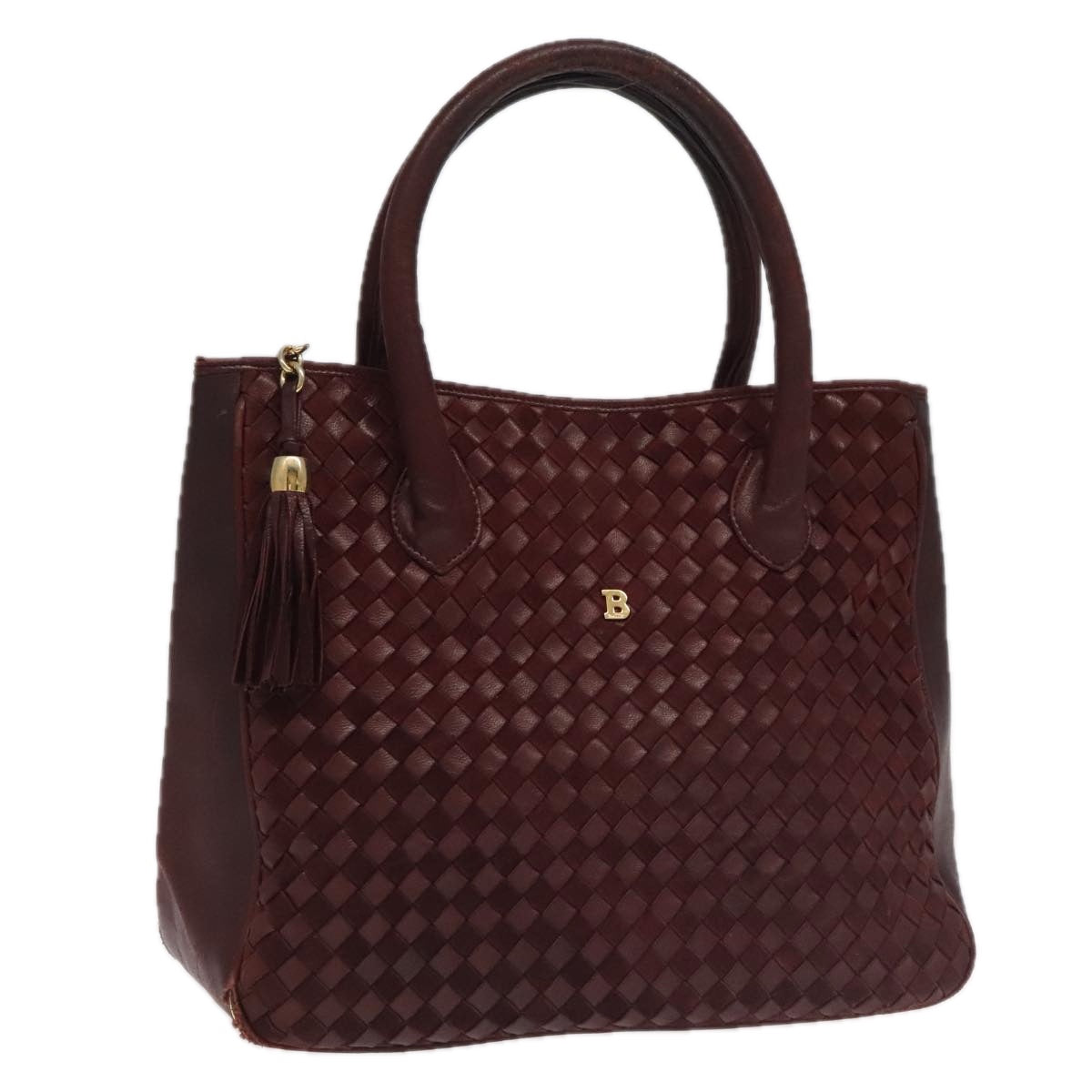 BALLY Hand Bag Leather Red Gold Auth ti2209