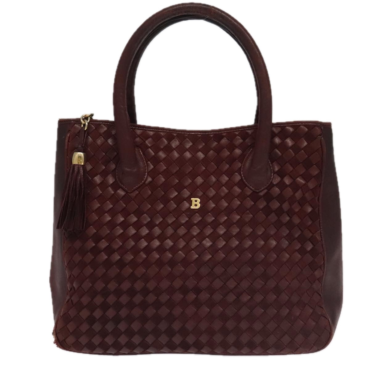 BALLY Hand Bag Leather Red Gold Auth ti2209 - 0