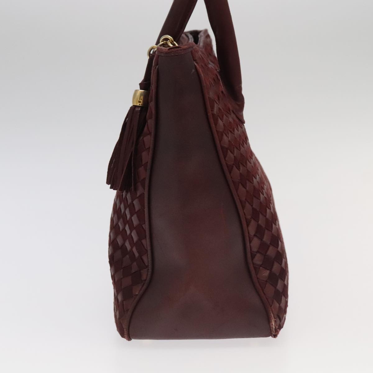 BALLY Hand Bag Leather Red Gold Auth ti2209