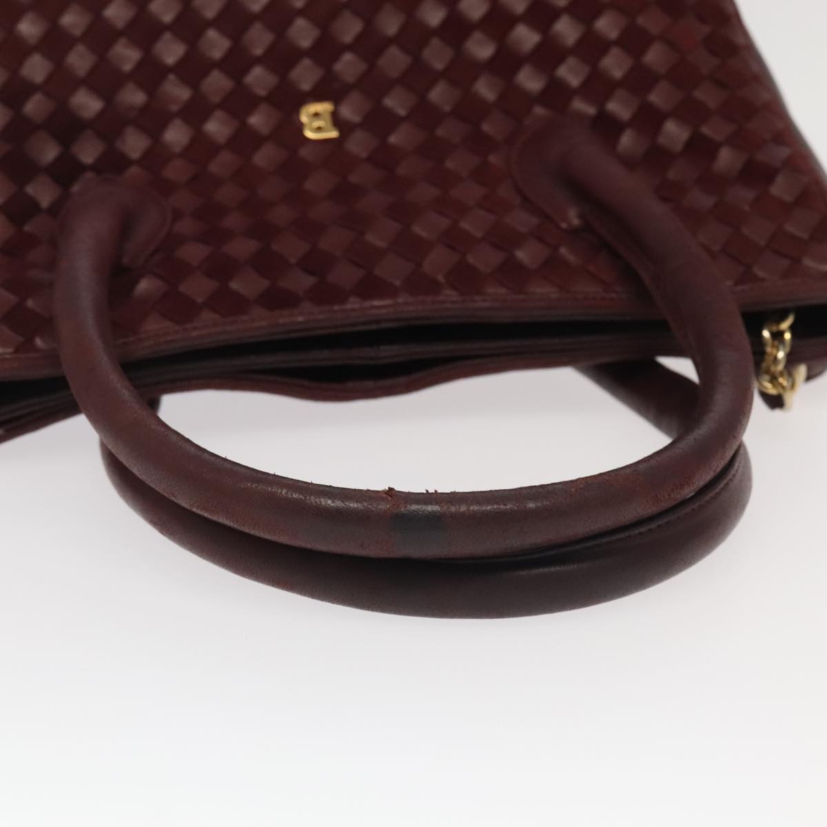 BALLY Hand Bag Leather Red Gold Auth ti2209