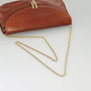 BALLY Chain Shoulder Bag Leather Brown Gold Auth ti2210-9