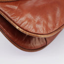 BALLY Chain Shoulder Bag Leather Brown Gold Auth ti2210-10