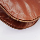 BALLY Chain Shoulder Bag Leather Brown Gold Auth ti2210-17