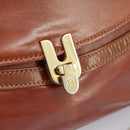 BALLY Chain Shoulder Bag Leather Brown Gold Auth ti2210-19