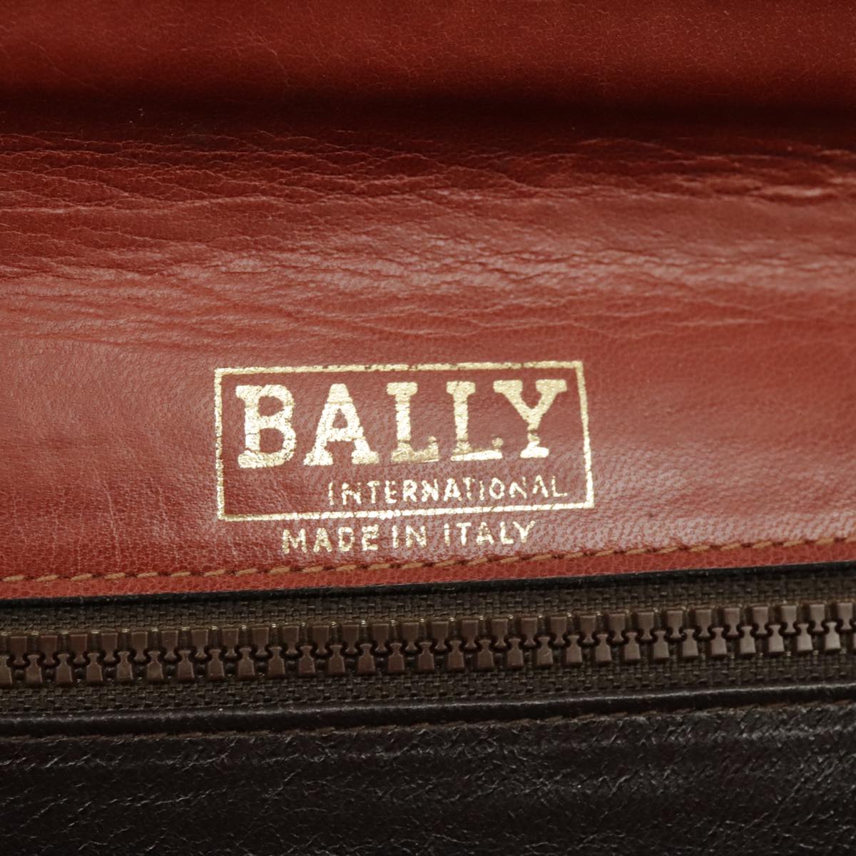 BALLY Chain Shoulder Bag Leather Brown Gold Auth ti2210