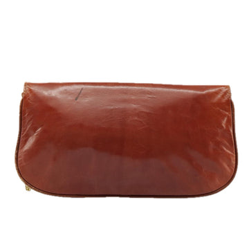 BALLY Chain Shoulder Bag Leather Brown Gold Auth ti2210 - 0