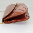 BALLY Chain Shoulder Bag Leather Brown Gold Auth ti2210-4
